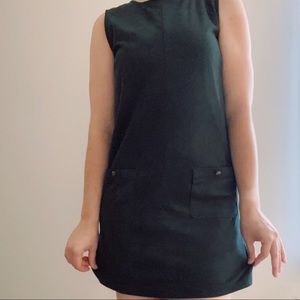 Faux velvet green jumper dress